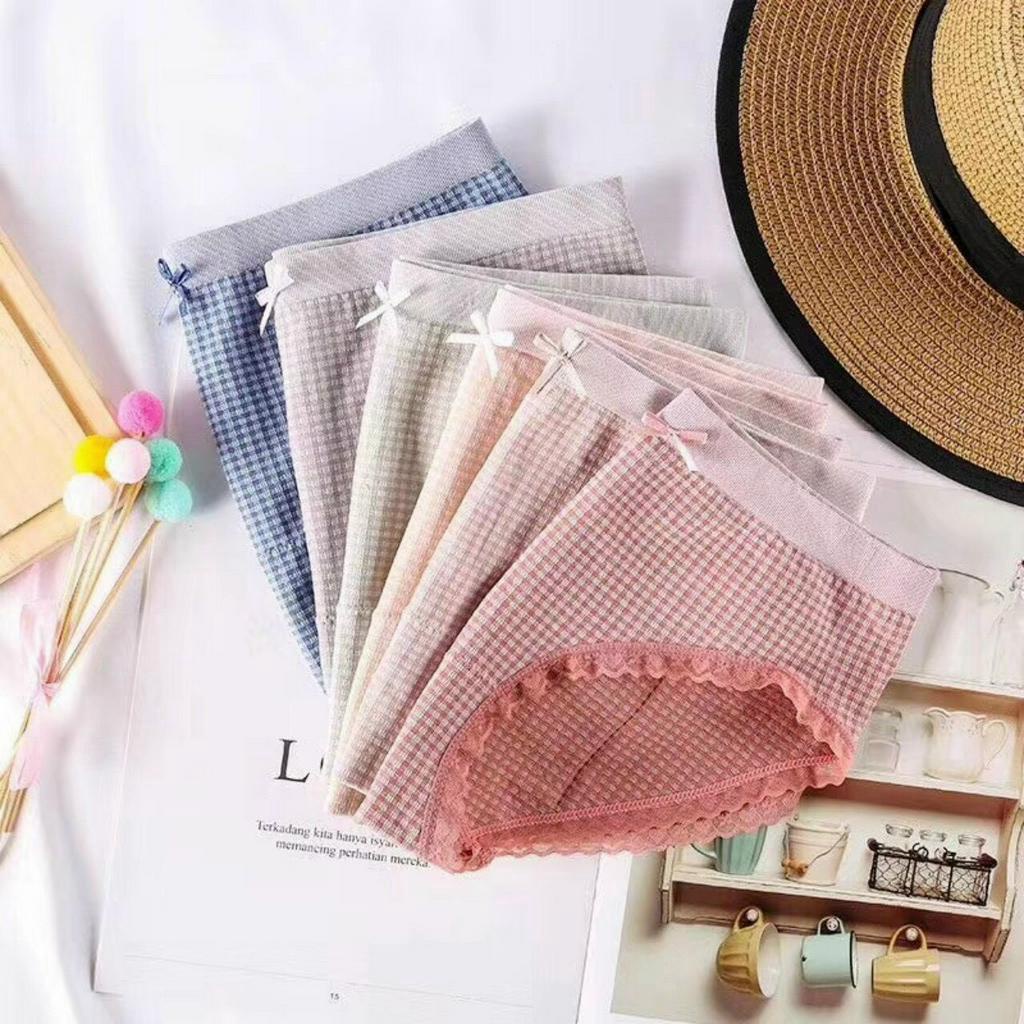 Quần lót cotton HAVANA kẻ caro freesize 40-55kg mã LOTNU02