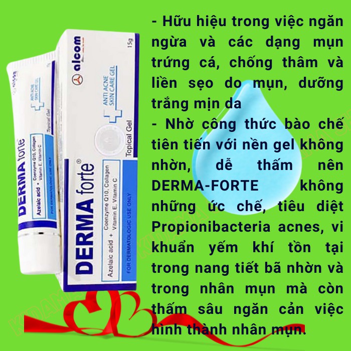 Gel MỤN Derma Forte giúp ngăn ngừa và giảm loại mụn trứng cá, mụn đầu đen, mụn đầu trắng mờ thâm liền sẹo | BigBuy360 - bigbuy360.vn