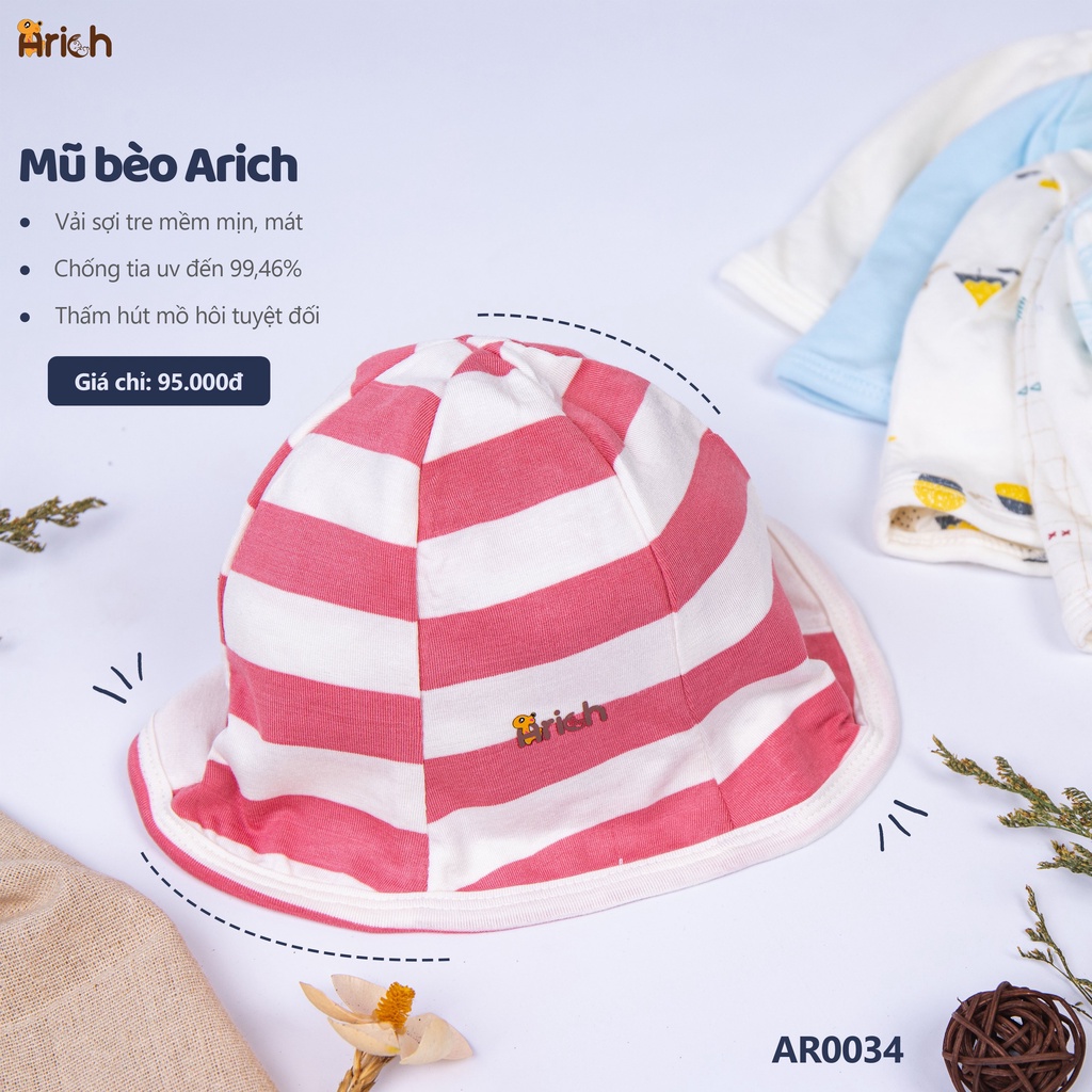 Mũ cho em bé vải sợi tre Arich size lớn