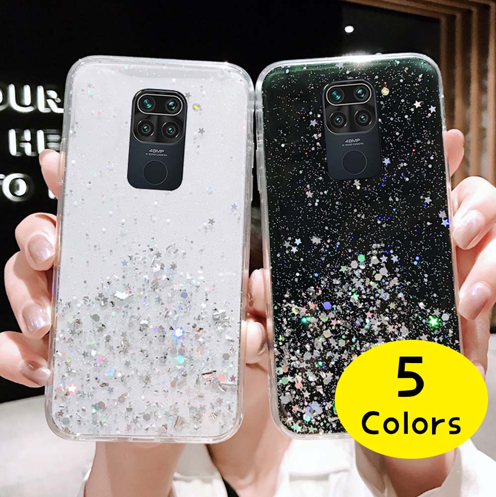 Ốp Lưng Trong Suốt Trang Trí Kim Tuyến Cho Xiaomi Mi 10t Pro Redmi 9c 9a 9 Note 7 8 9 Pro 9s