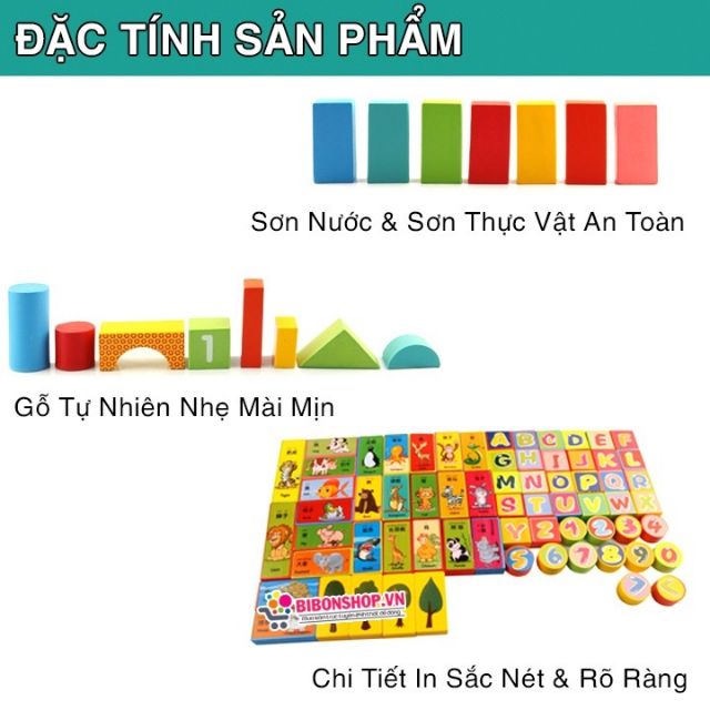 Đồ chơi xếp hình bé học hình khối, chữ cái, chữ số, con vật