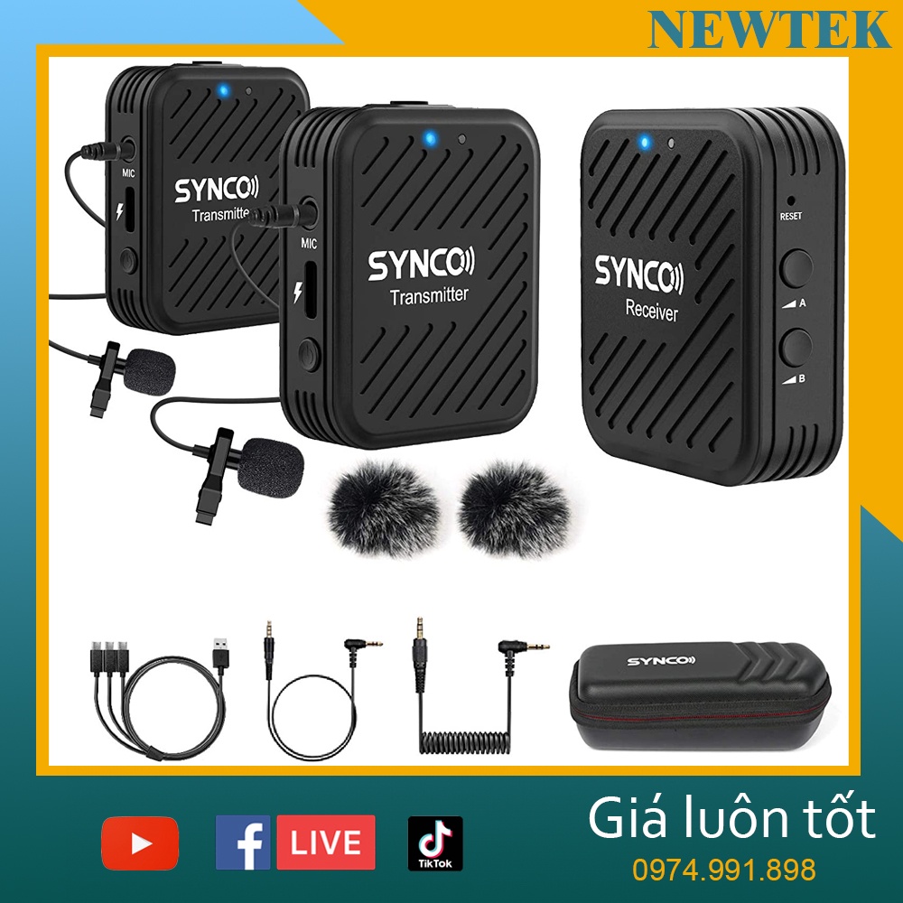 Micro cài áo không dây Synco G1 A2 - Micro quay Vlog, Youtube, Tiktok, Livestream bán hàng, học và họp trực tuyến