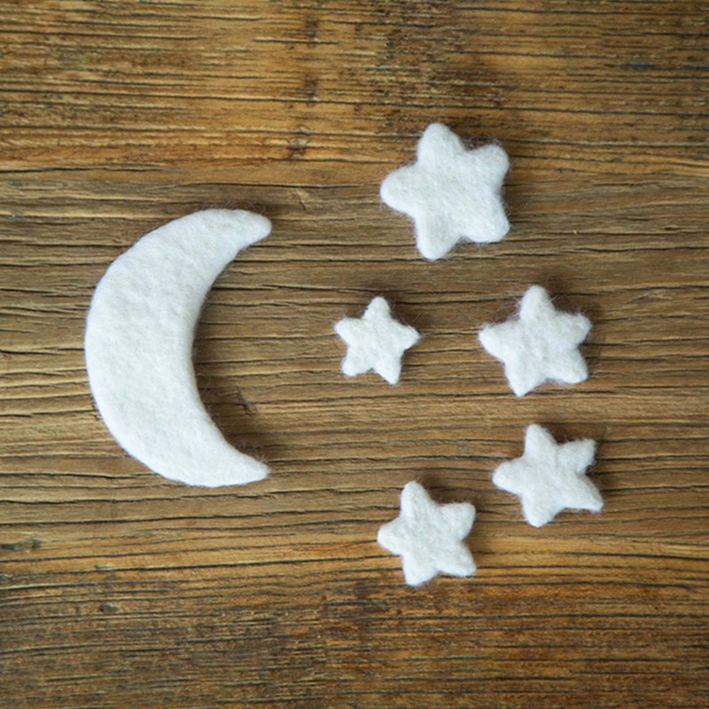 Mặt Trăng Ngôi Sao Mini Bằng Len Nỉ Làm Đạo Cụ Chụp Ảnh Cho Bé Sơ Sinh