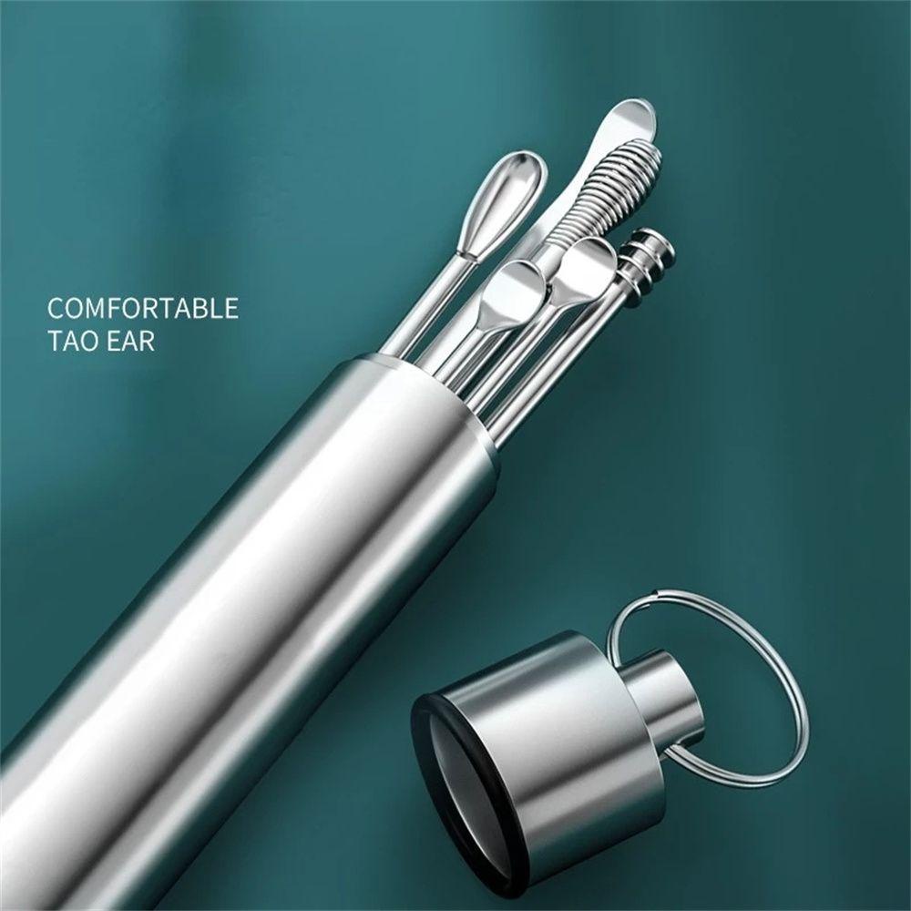EUTUS Portable Ear Wax Cleaner Stainless Steel Removal Tool Ear Wax Cleaning Kit Earpick Sticks Earwax Remover Durable Curette Ears Cleaning