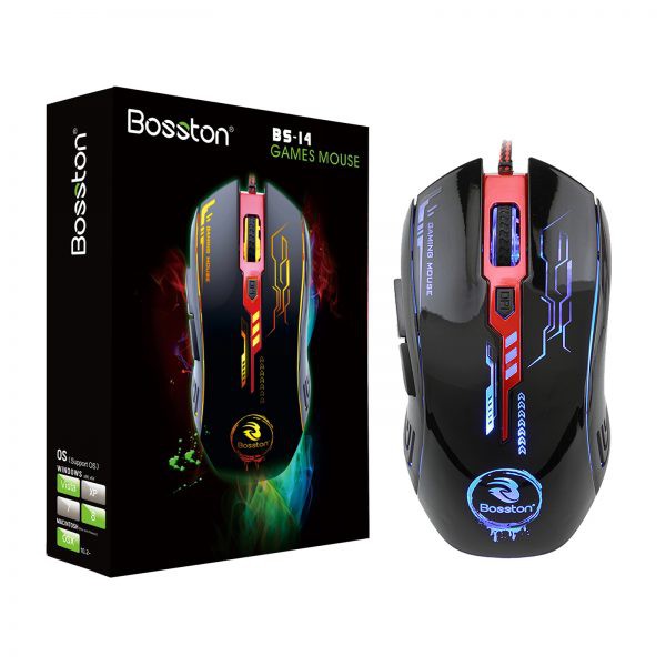 Chuột Gaming Có Dây Bosston BS-14 Led Đa Màu Giá Rẻ - BH 1 Năm - Hưng Long PC