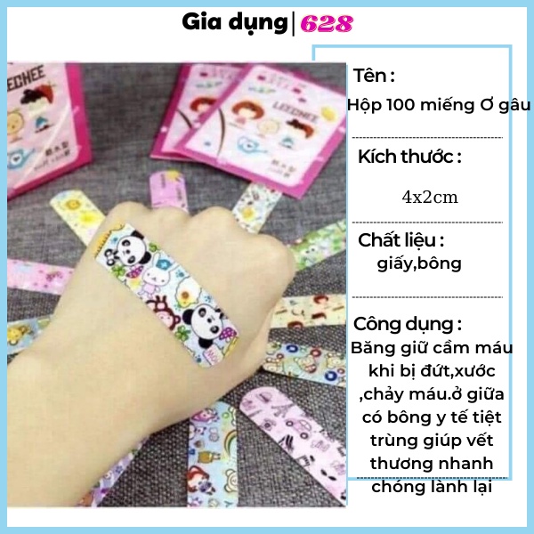 Hộp 100 miếng Ơ gâu- băng cá nhân trẻ em( có hình ngộ nghĩnh)