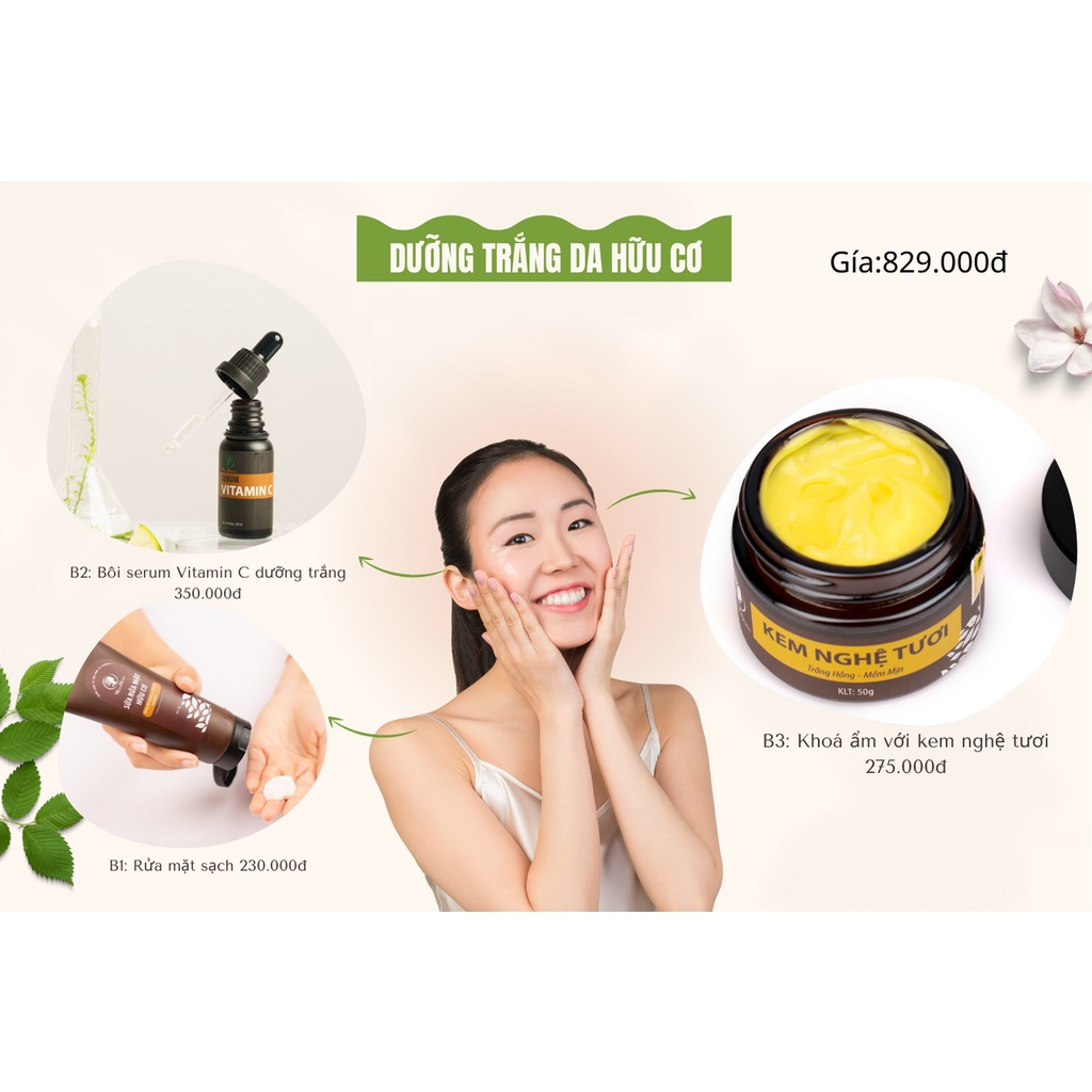 Combo serum C và kem nghệ tươi dưỡng trắng sáng da giảm thâm sạm WonMom