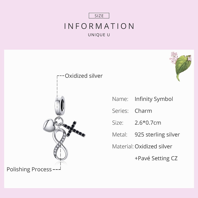 BAMOER Mặt Dây Chuyền Bạc 925 3mm Biểu Tượng Vô Cực SCC1713