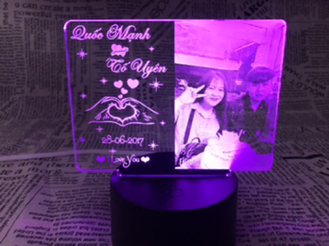 Đèn ngủ led 3d Khung chữ nhật khắc hình ảnh quà tặng theo yêu cầu