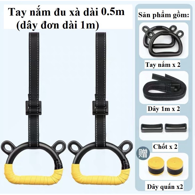 Combo xà đơn gắn cửa (Size A 76-100cm) xích đu võng và tay nắm đu xà 0,5m cho bé vui chơi vận động tăng chiều cao