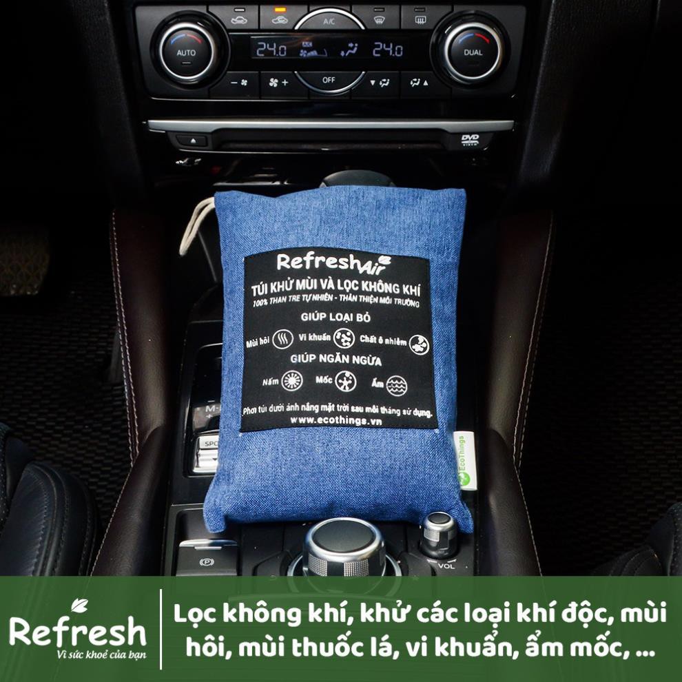 Túi than hoạt tính lọc không khí diệt khuẩn khử mùi giảm sóng điện từ cho ô tô 100% than tre tự nhiên - REFRESH AIR