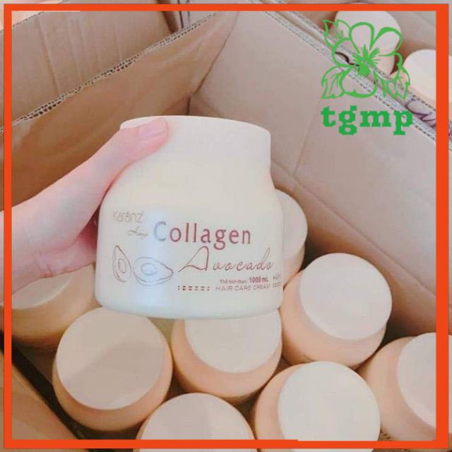 Hấp ủ tóc tại nhà Collagen Karanz 1000ml hương bơ hộp lùn dưỡng chất collagen giúp hồi sinh và tái tạo tóc bị hư tổn