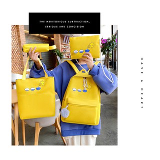 Balo nữ chống nước đựng laptop, sách vở cute | Combo 4 món balo, túi xách, túi đeo chéo, hộp bút cute