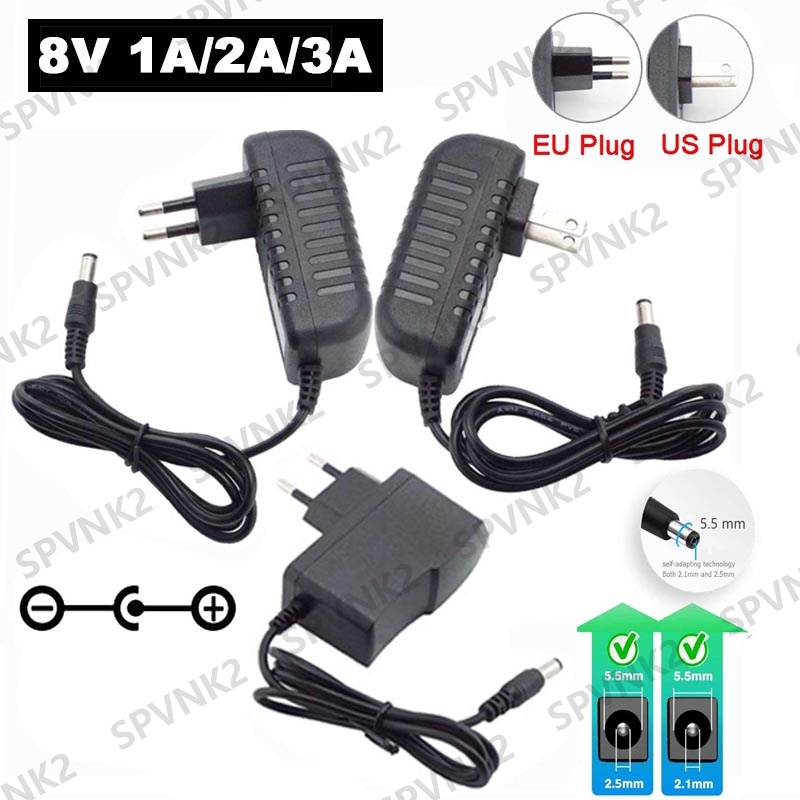 Bộ Chuyển Đổi Nguồn Điện AC DC 8V 8 Volt 1A 2A 3A Phích Cắm US VNK2 Chuyên Dụng Dành Cho Camera CCTV