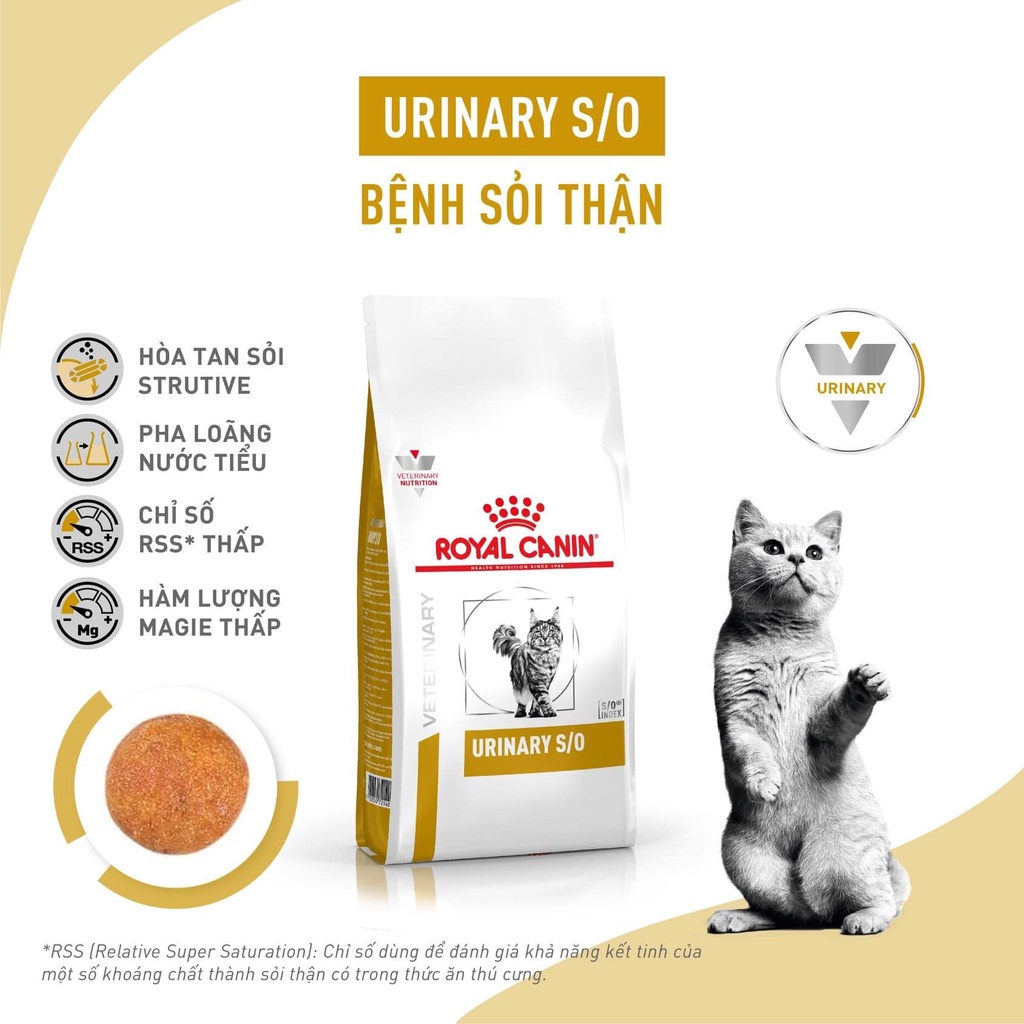 [MÈO BỊ SỎI THẬN] Thức ăn cho mèo bị bệnh sỏi thận ROYAL CANIN URINARY S/O 1,5kg