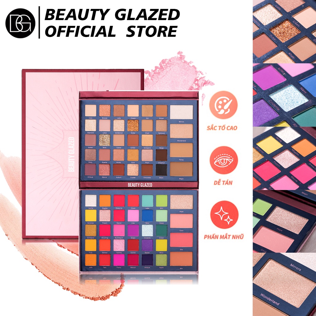Bảng phấn trang điểm mắt BEAUTY GLAZED 68 màu sắc kết hợp chống thấm nước lâu trôi