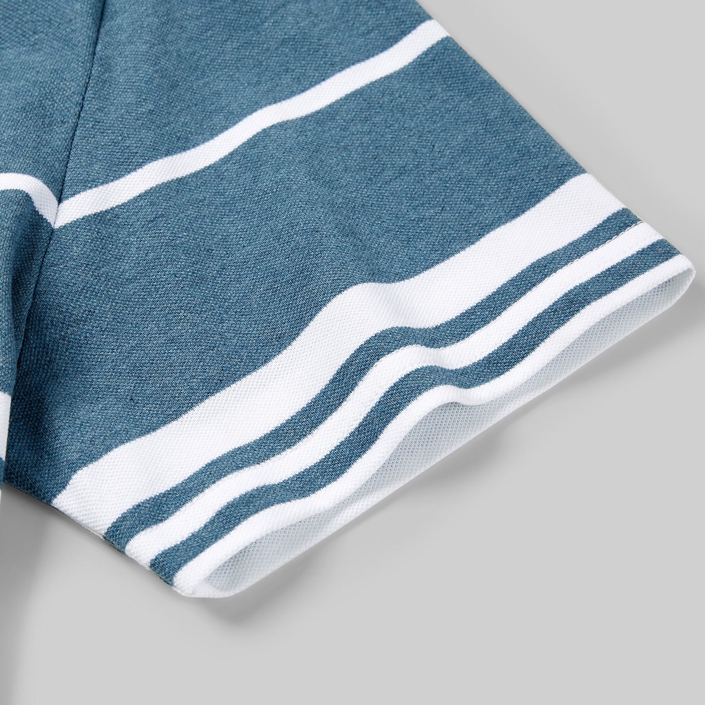 HLA - Áo Thun Nam Ngắn Tay Phối Sọc Đối Xứng Contrasting Color Soft Short Sleeve T-shirt