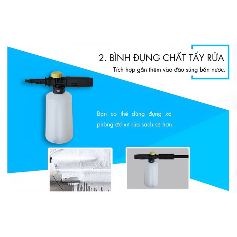 Máy xịt rửa xe cao áp bọt tuyết Kachi MK74 + Kèm chai nước rửa xe cao cấp