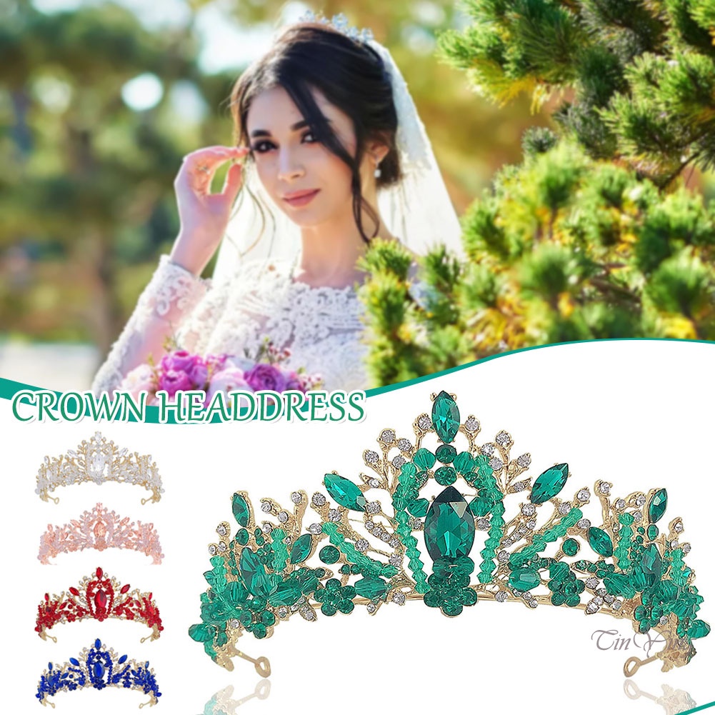 GETNOIVAS 1 Vương Miện Cài Tóc Đính Đá Pha Lê Sang Trọng Dành Cho Cô Dâu