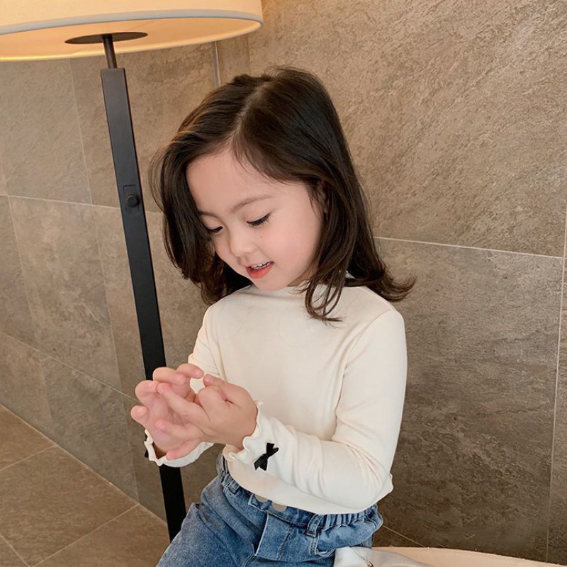 Áo thun tay dài màu trơn đáng yêu cho bé gái từ 1 - 6 tuổi