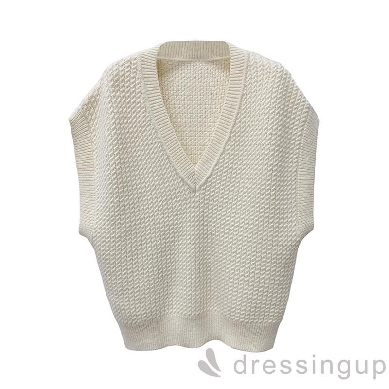 Áo Dệt Kim Không Tay Dáng Rộng Màu Trơn Kiểu Dáng Đơn Giản Trẻ Trung Cho Nữ | BigBuy360 - bigbuy360.vn