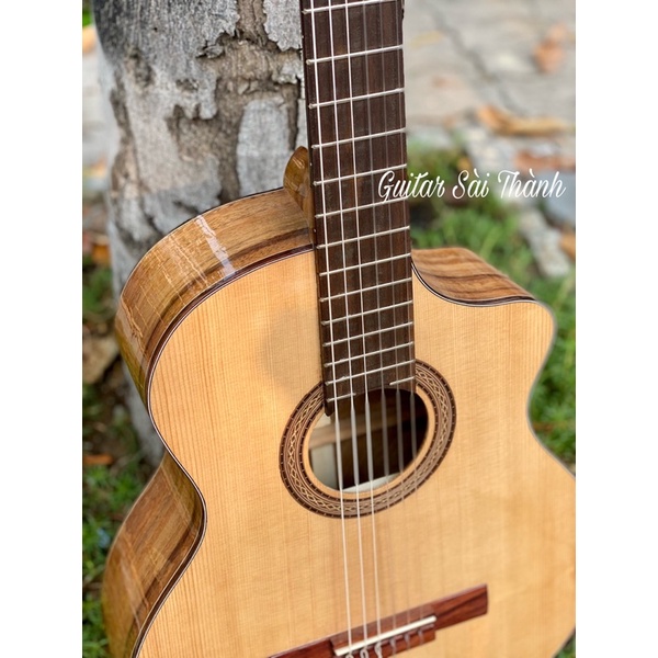 Đàn Guitar Classic Khuyết Gỗ Điệp Khóa Vàng Chính Hãng ST.Real Guitar Sài Thành Mã ST-C45 Vân Tự Nhiên