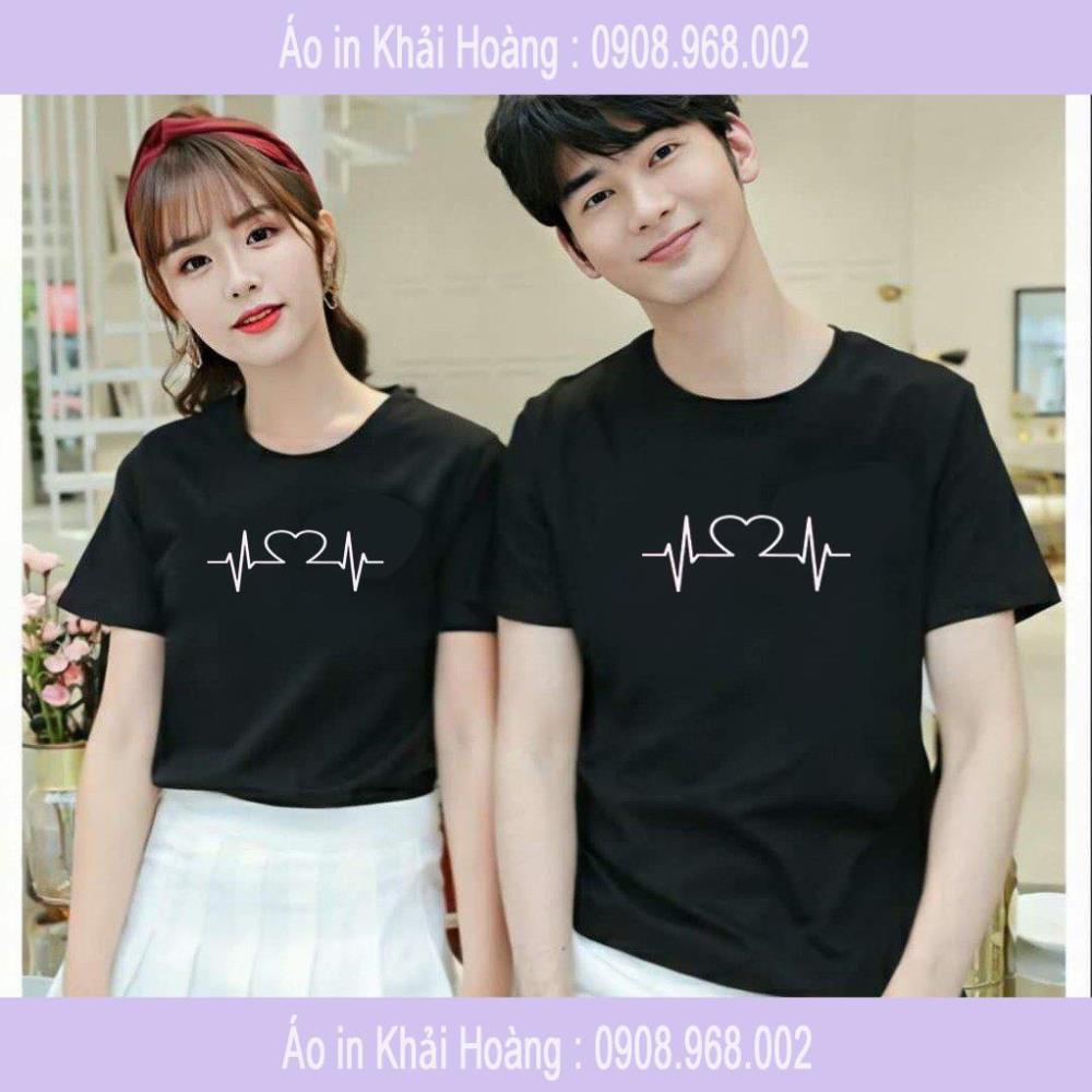 Áo cặp đôi nam nữ đen tình yêu đơn giản lãng mạn khải hoàng stror
