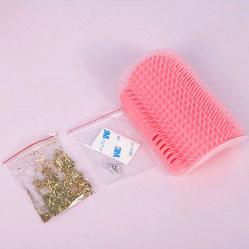 Lược chải lông gắn góc tường cho mèo cọ gồm cỏ mèo( Màu sắc giao ngẫu nhiên)
