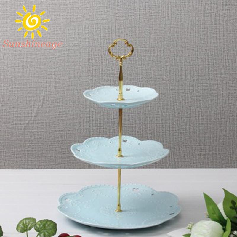 Bộ đĩa tầng dùng trang trí bánh cupcake / tráng miệng thiết kế tiện lợi