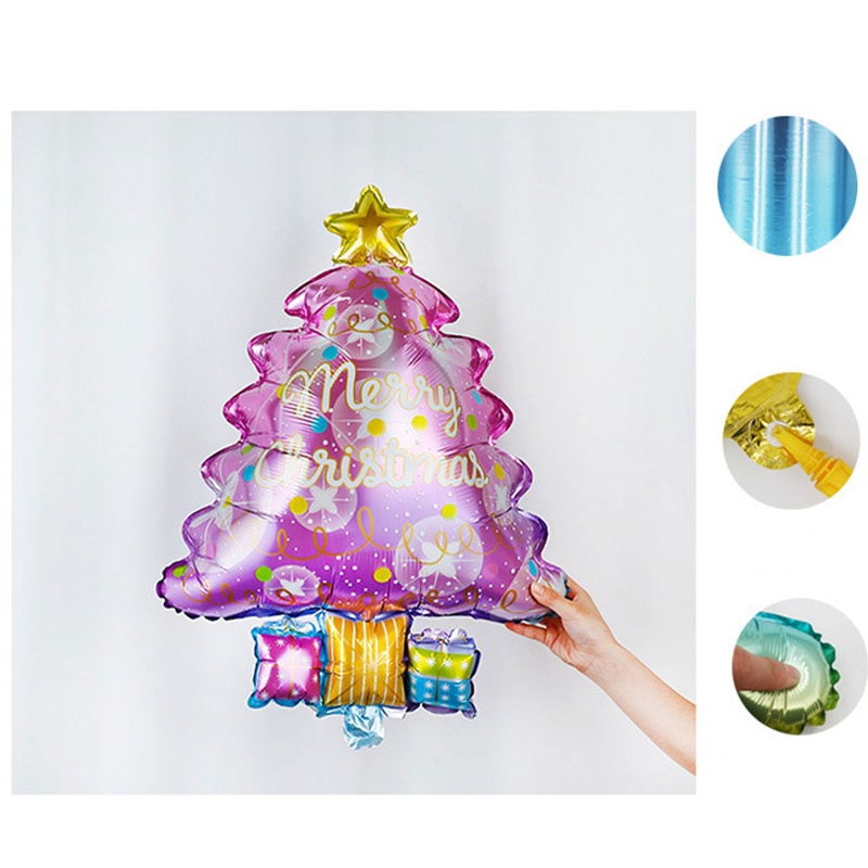 Unnyt Bộ Bong Bóng Màng Nhôm Hình Ông Già Noel Dùng Trang Trí Cây Thông Giáng Sinh
