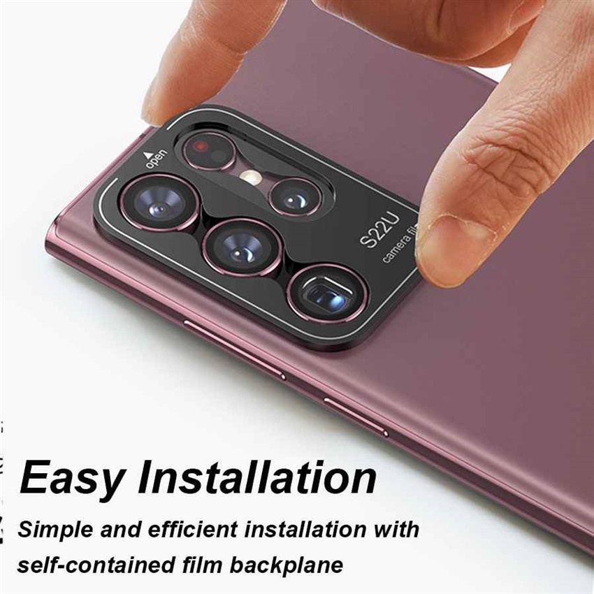 Ốp Điện Thoại Kính Cường Lực Có Vòng Kim Loại Bảo Vệ Camera Sau Cho Samsung Galaxy S22 Ultra HD