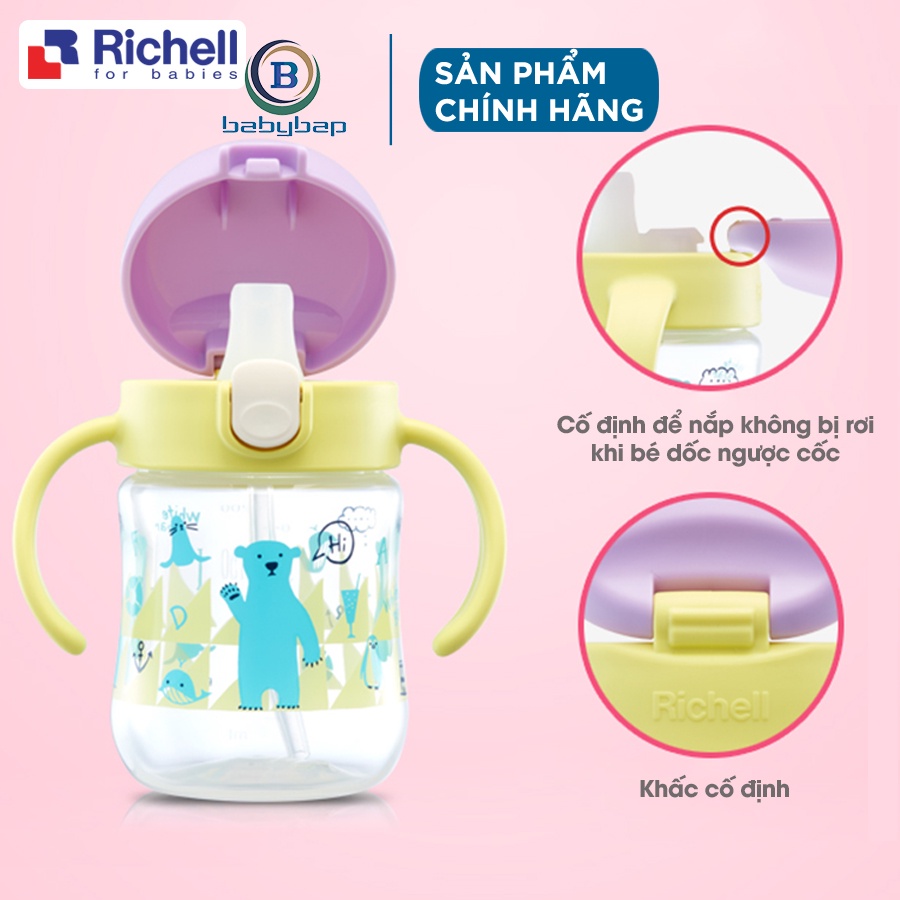 Bình Tập Uống T.L.I Richell 200ml Tích Hợp Giải Pháp Tập Uống 2 Trong 1