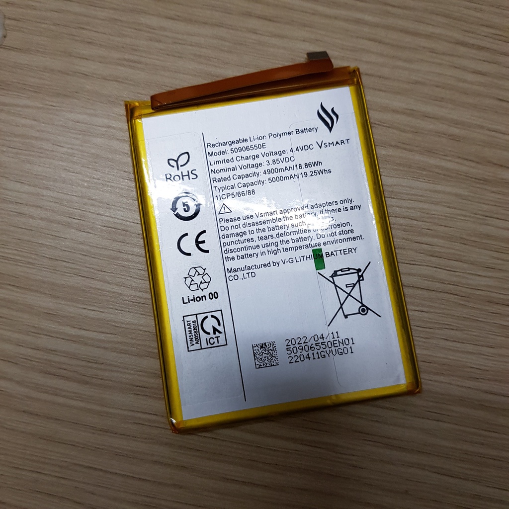 Pin vsmart star5, dung lượng 5000mAh, mã pin 50906550E