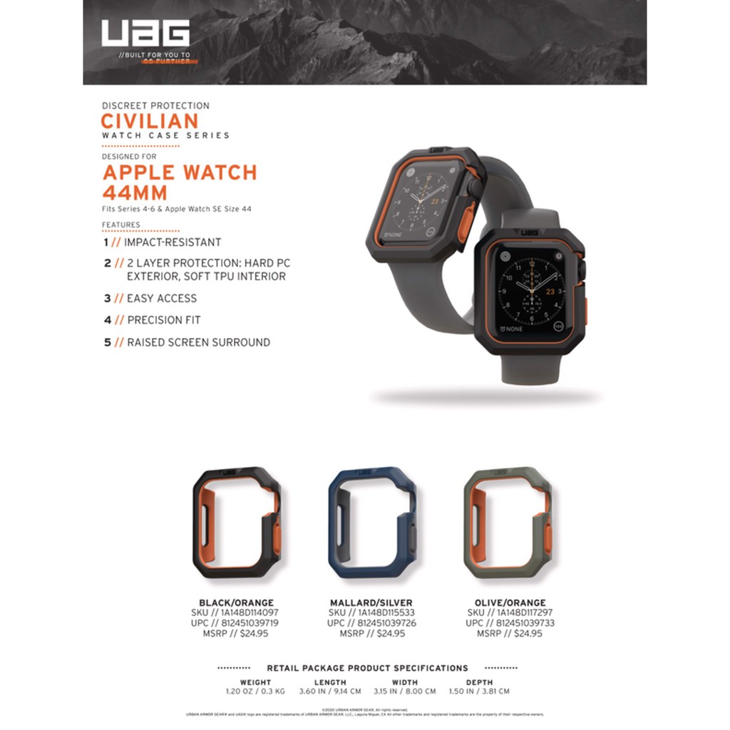 Ốp Chống Sốc UAG Civilian Apple Watch Case 40mm / 44mm Series 4/5/6/SE