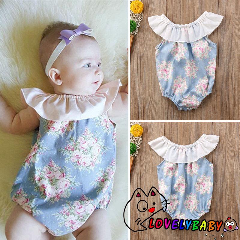 ALS-Cute Newborn Baby Girls Floral Romper Cute Jumpsuit Summer Bodysuit Clothes