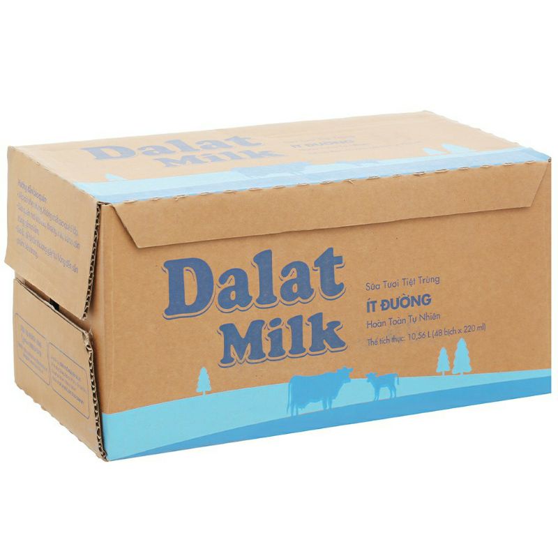 Thùng sữa tươi Dalat Milk 220ml 48 bịch ( ít đường)