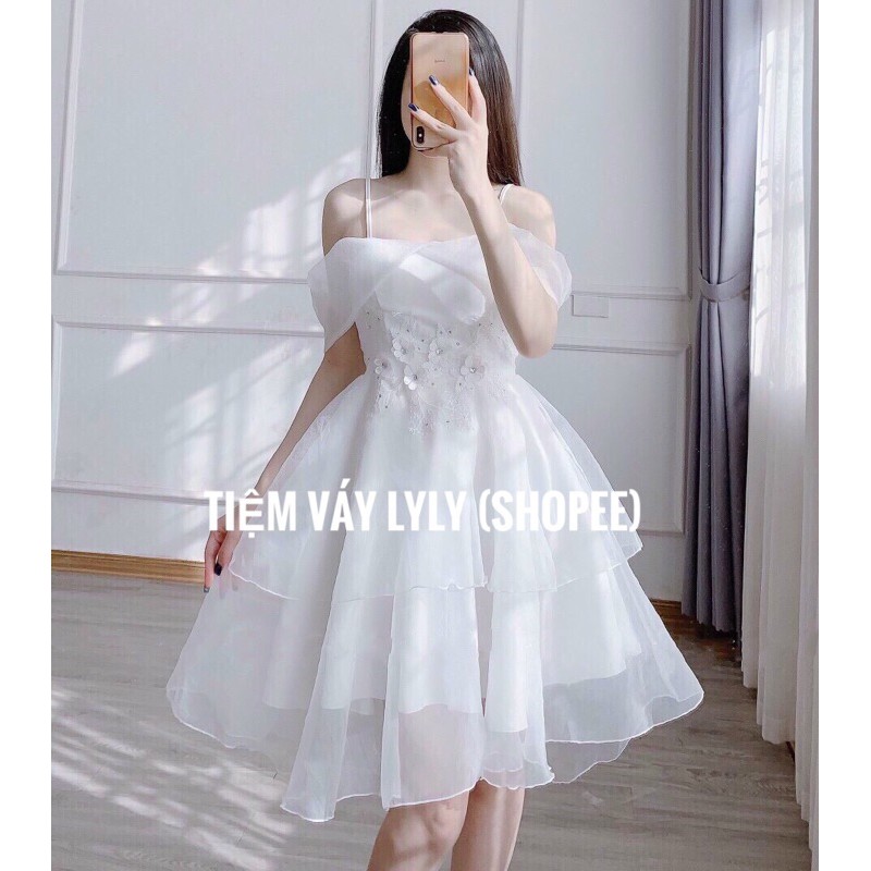 V09 VÁY ĐẦM TRẮNG XOÈ DỰ TIỆC, DẠ HỘI KỶ YẾU PROM, ĐẦM THIẾT KẾ DỰ TIỆC CƯỚI