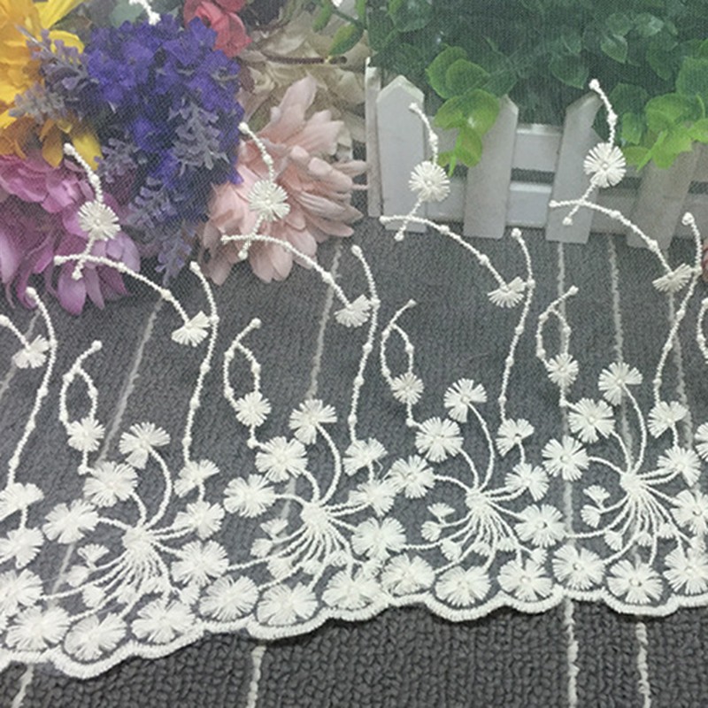 Cuộn vải ren bản 35cm dài 1 Yard thêu hoa giản dị trang nhã nhiều màu sắc để lựa chọn