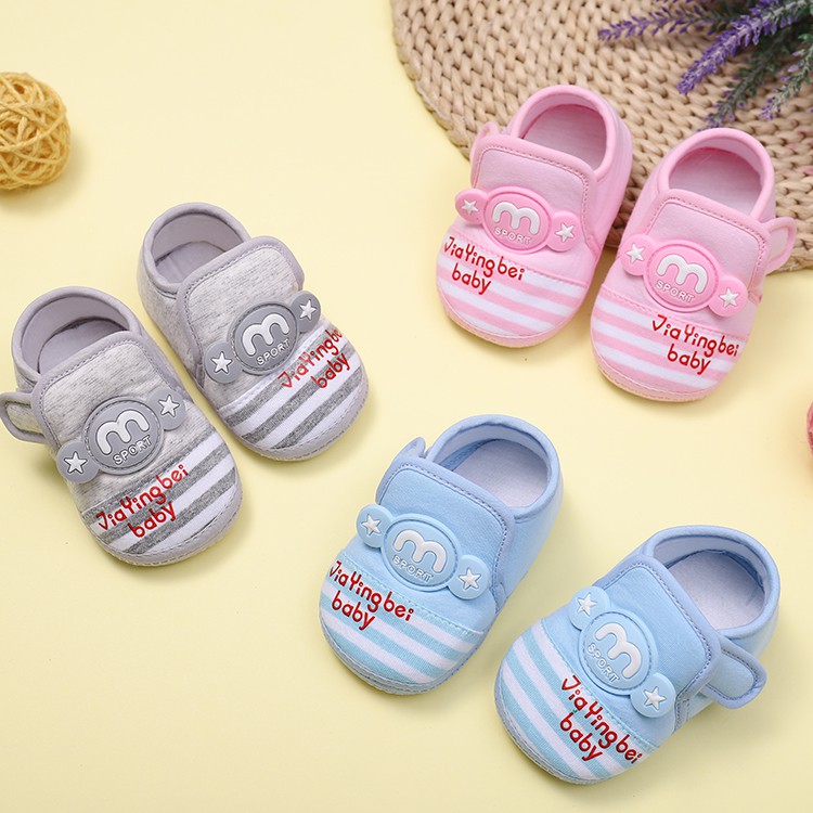 Giày tập đi chống trượt thêu hình dễ thương cho bé trai, bé gái từ 0 đến 12 tháng