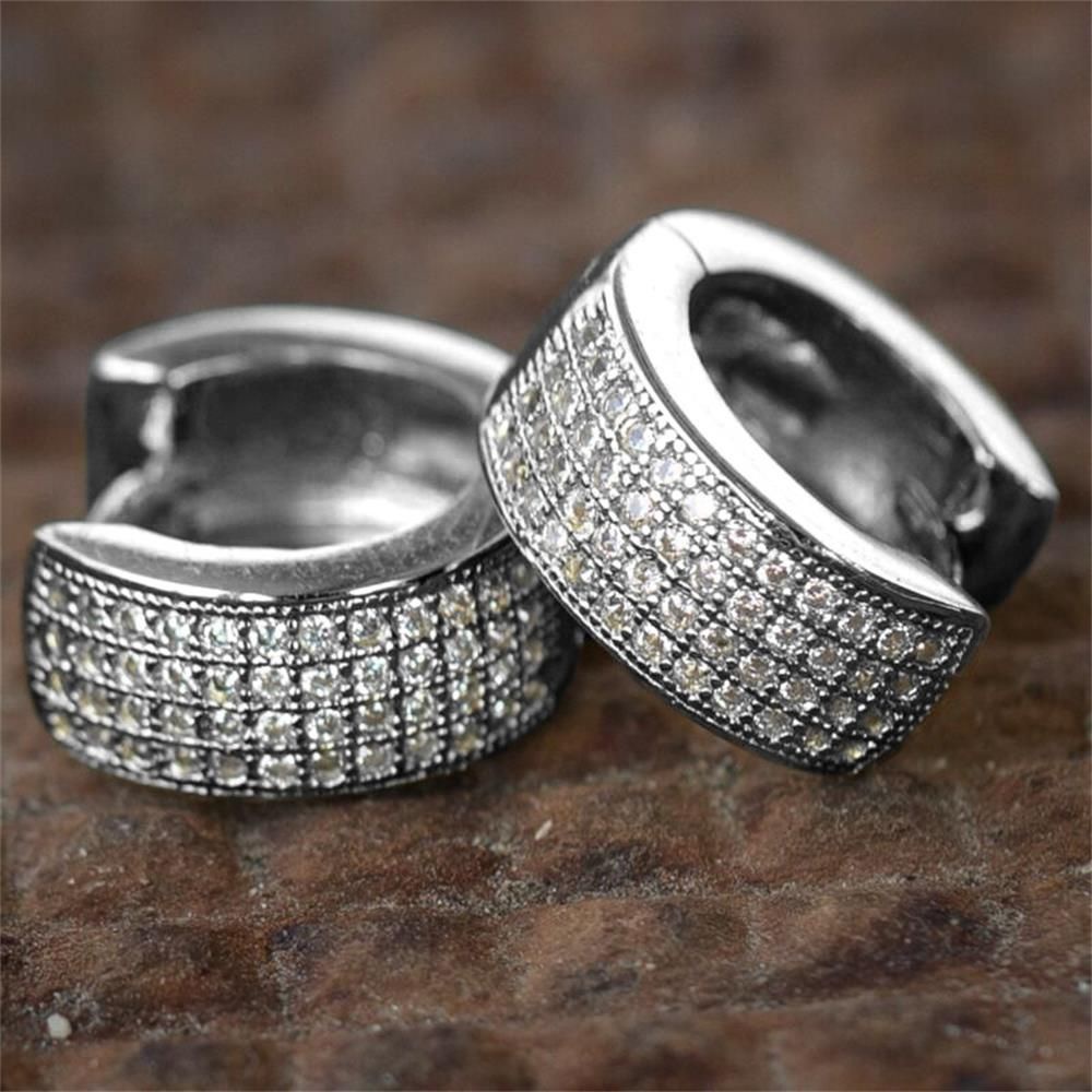 Khuyên Tai Đính Đá Zircon Thời Trang Dễ Thương|Khuyên Tai Nữ Trang Dáng Tròn Đính Đá Xinh Xắn