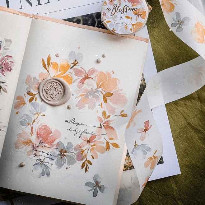 Meohime 𓃠 Hãng Meow Illustration - Băng dán washi tape hoa cổ điển Blossom 4