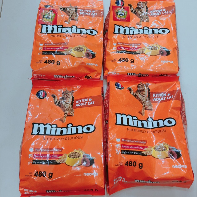 Combo 4 gói thức ăn mèo MININO 480g