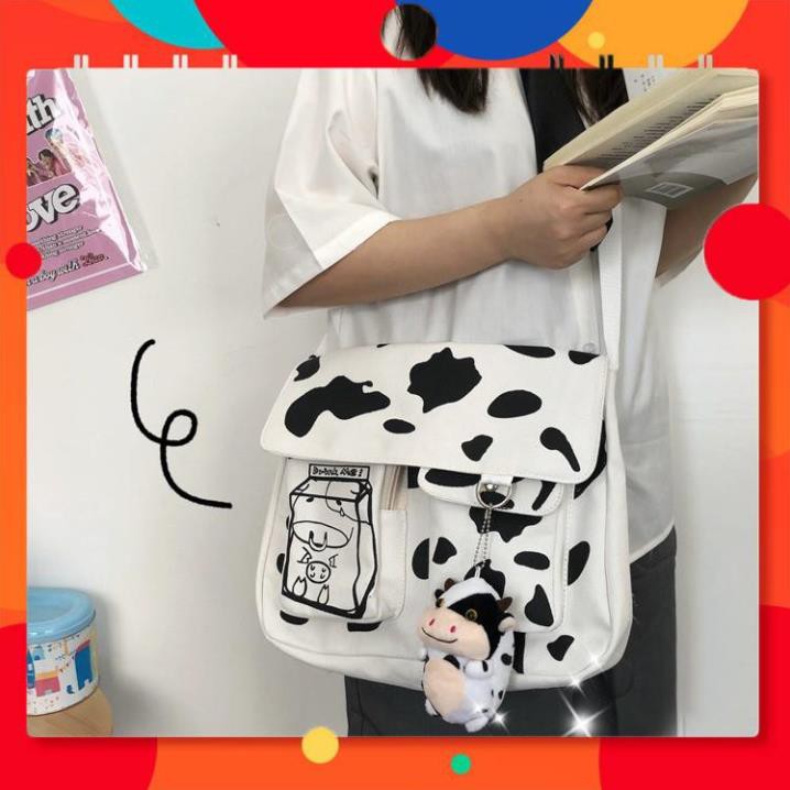 Freeship Túi hộp đeo chéo nam nữ Bò Sữa DRINK ME vải canvas dày đẹp giá siêu rẻ