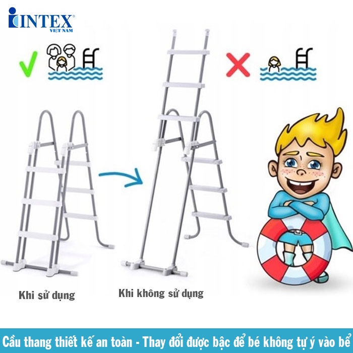 Bể bơi khung kim loại chịu lực 300x175x80 cm INTEX 26784 - Kèm máy lọc, cầu thang - bể bơi di dộng