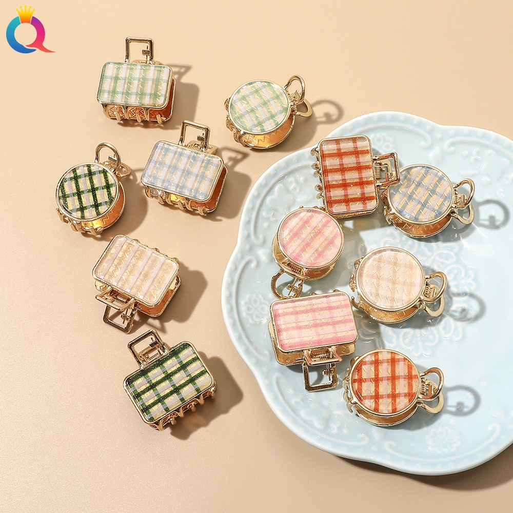 Kẹp tóc hợp kim hình tròn / vuông kiểu Hàn Quốc duyên dáng hợp thời trang cho nữ