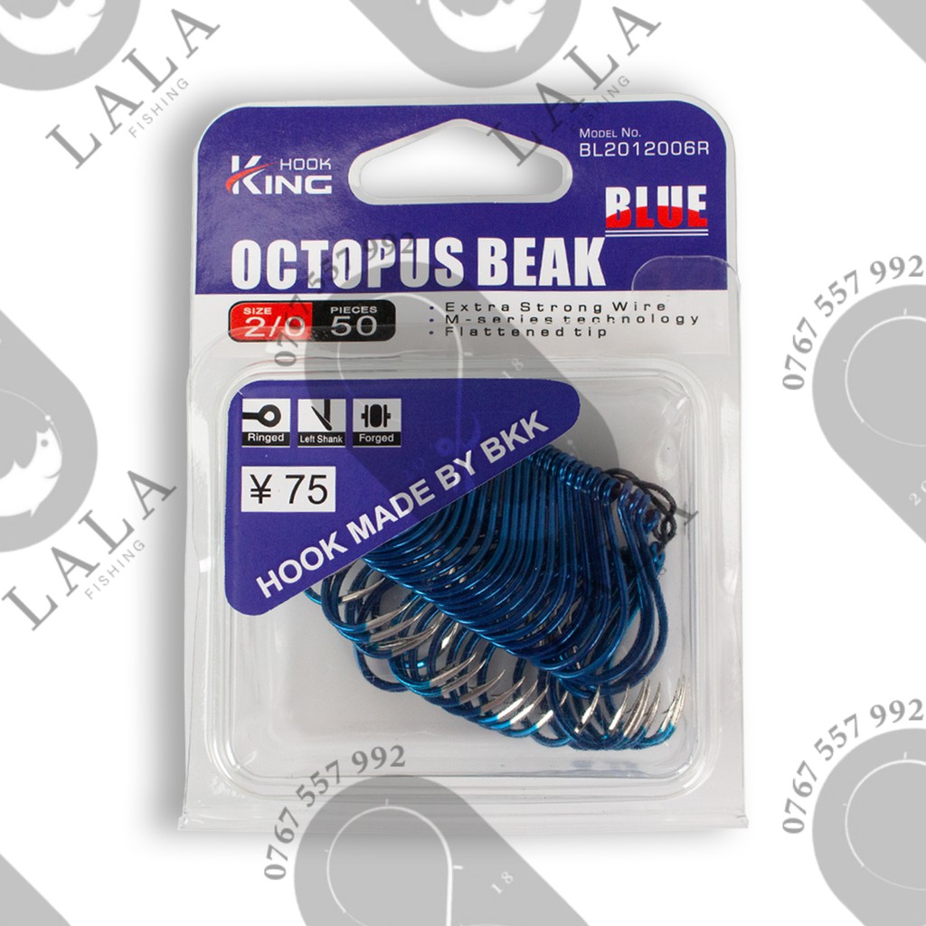 Lưỡi câu cá Kinghook Octopus Beak Blue hộp 50 cái