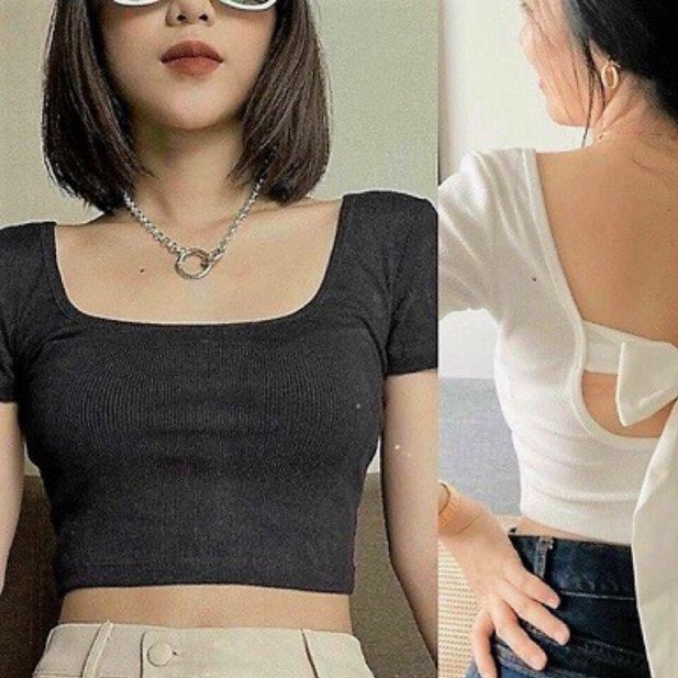 Áo cổ Vuông cột Nơ sau lưng B.c_a15