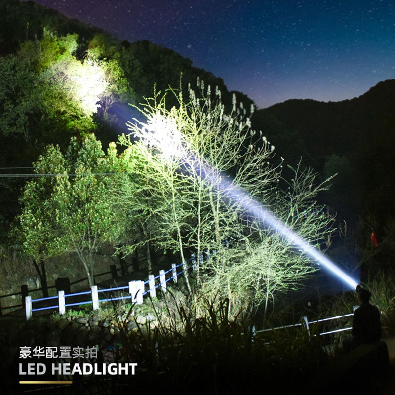 đèn pha LED ánh sáng mạnh chiếu xa có thể sạc lại gắn đầu câu cá đêm ngoài trời hộ gia đình pin thợ mỏNN