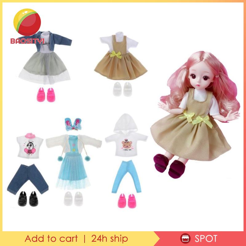 [Baosity1] Set 5 Bộ Quần Áo Và Giày Dành Cho Búp Bê 30cm