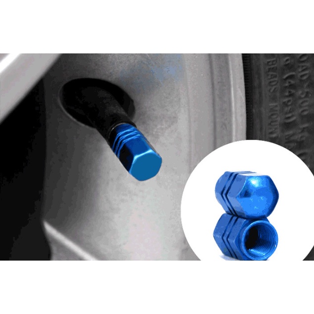 Bộ 04 ốc , nắp chụp trang trí đầu van, vòi bơm hơi bánh xe, lốp xe ô tô, xe máy, xe hơi, xe máy